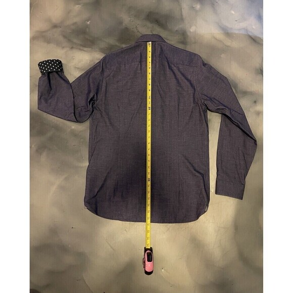 Ted Baker London Men's Dress Shirt Navy Long Sleeve Button Down Size 4 - Picture 6 of 7